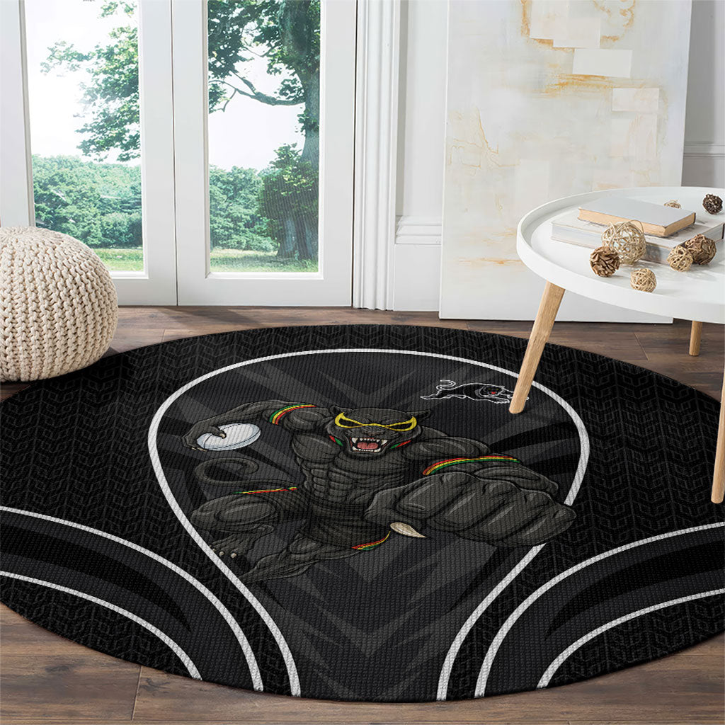 Penrith Panthers Rugby Mascot Round Carpet Australian Rugby Culture - Tribal Inspired Black Panther