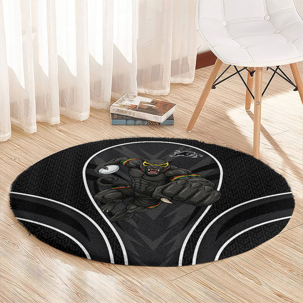 Penrith Panthers Rugby Mascot Round Carpet Australian Rugby Culture - Tribal Inspired Black Panther