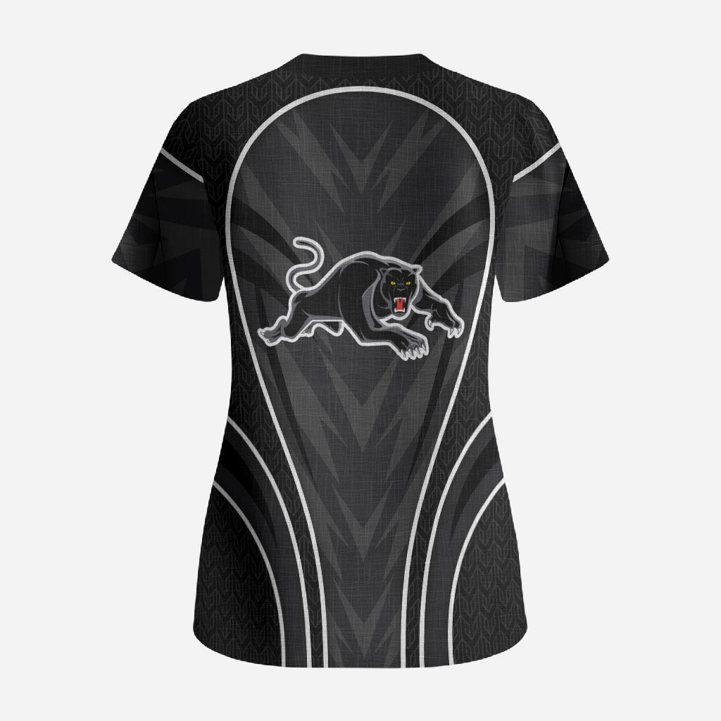 Penrith Panthers Rugby Mascot Scrub Top Australian Rugby Culture - Tribal Inspired Black Panther