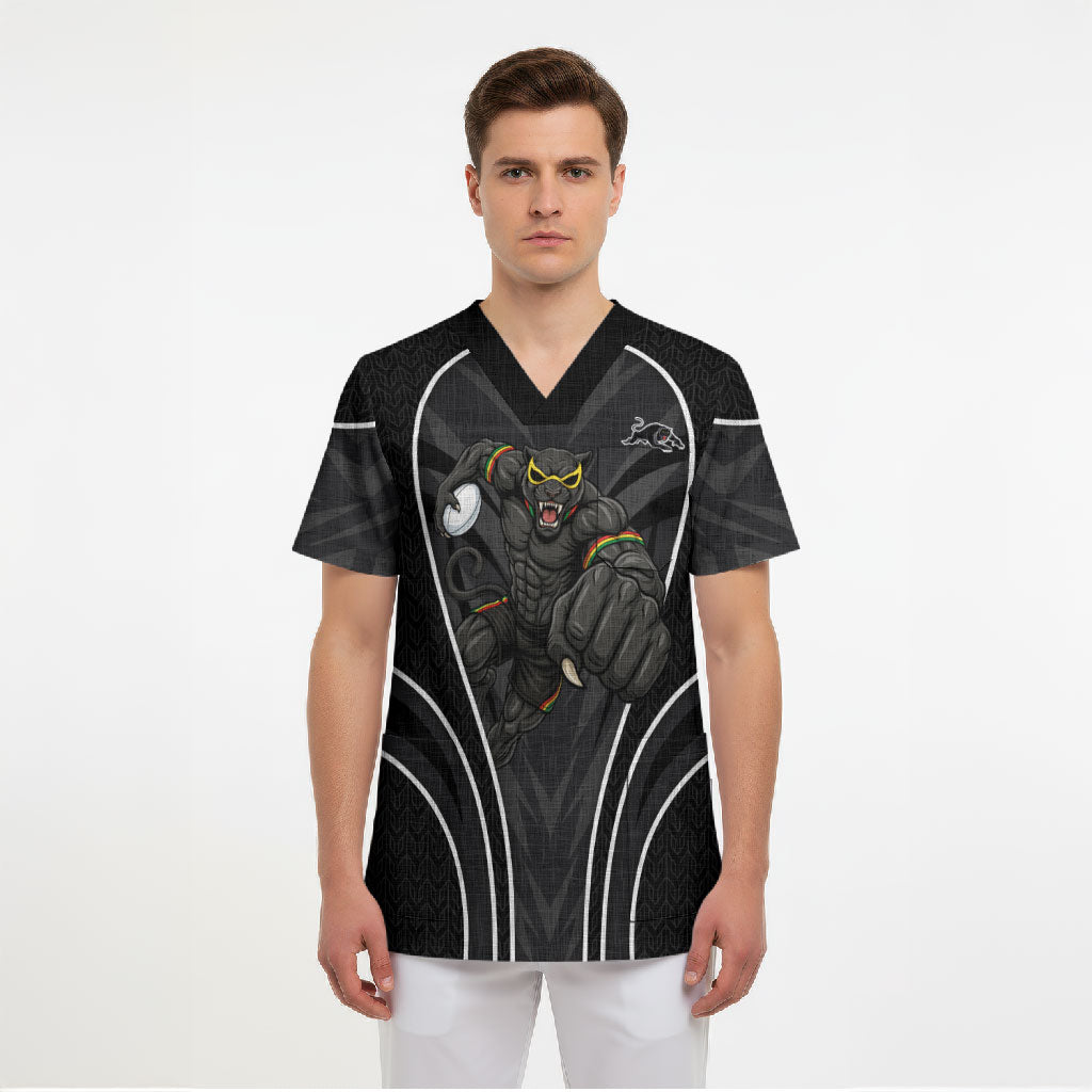 Penrith Panthers Rugby Mascot Scrub Top Australian Rugby Culture - Tribal Inspired Black Panther