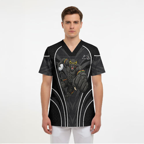 Penrith Panthers Rugby Mascot Scrub Top Australian Rugby Culture - Tribal Inspired Black Panther