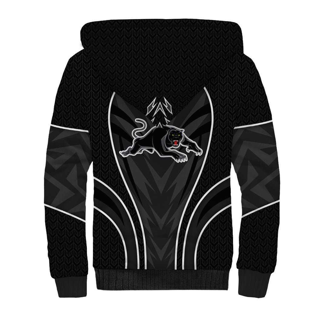 Penrith Panthers Rugby Mascot Sherpa Hoodie Australian Rugby Culture - Tribal Inspired Black Panther