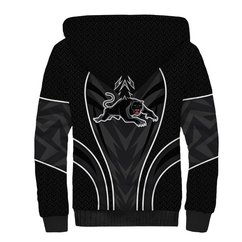 Penrith Panthers Rugby Mascot Sherpa Hoodie Australian Rugby Culture - Tribal Inspired Black Panther