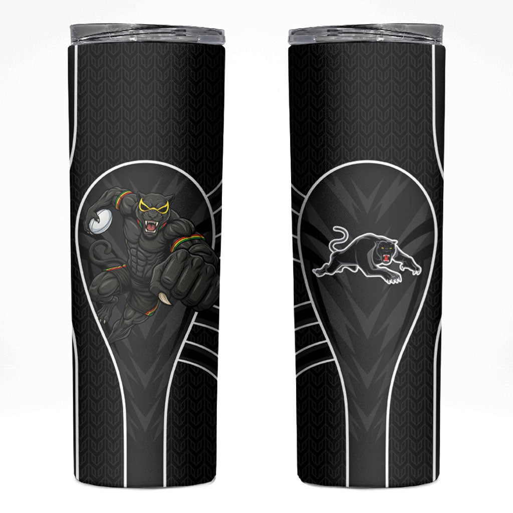 Penrith Panthers Rugby Mascot Skinny Tumbler Australian Rugby Culture - Tribal Inspired Black Panther