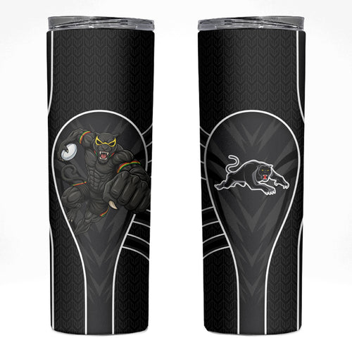 Penrith Panthers Rugby Mascot Skinny Tumbler Australian Rugby Culture - Tribal Inspired Black Panther
