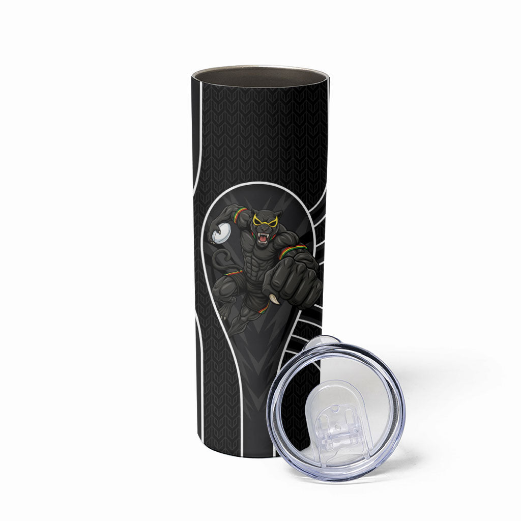 Penrith Panthers Rugby Mascot Skinny Tumbler Australian Rugby Culture - Tribal Inspired Black Panther