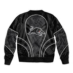 Penrith Panthers Rugby Mascot Sleeve Zip Bomber Jacket Australian Rugby Culture - Tribal Inspired Black Panther