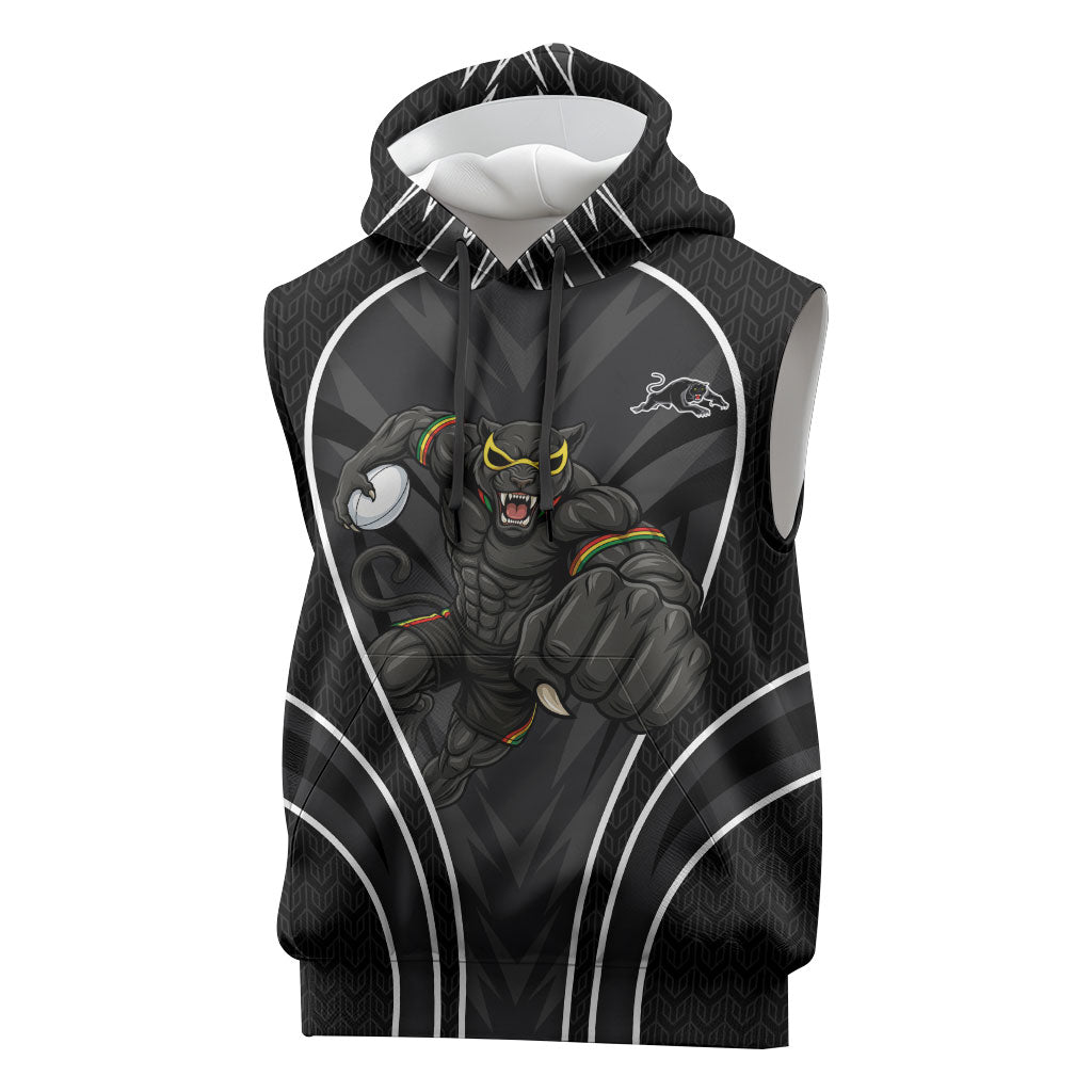 Penrith Panthers Rugby Mascot Sleeveless Hoodie Australian Rugby Culture - Tribal Inspired Black Panther