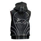 Penrith Panthers Rugby Mascot Sleeveless Hoodie Australian Rugby Culture - Tribal Inspired Black Panther