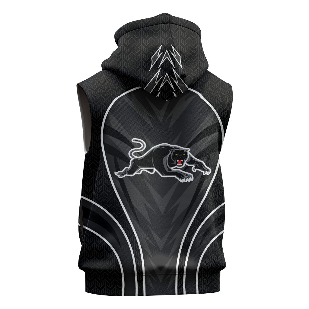 Penrith Panthers Rugby Mascot Sleeveless Hoodie Australian Rugby Culture - Tribal Inspired Black Panther