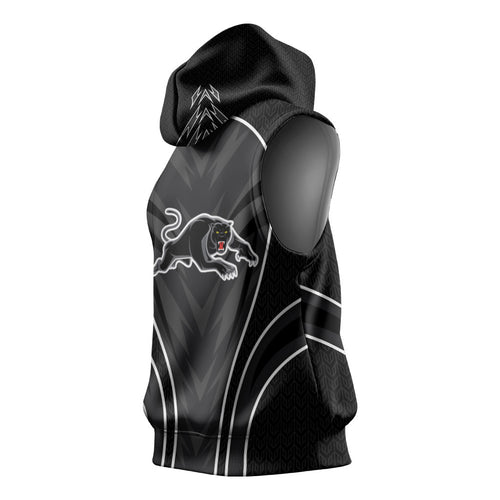 Penrith Panthers Rugby Mascot Sleeveless Hoodie Australian Rugby Culture - Tribal Inspired Black Panther