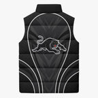 Penrith Panthers Rugby Mascot Sleeveless Puffer Jacket Australian Rugby Culture - Tribal Inspired Black Panther