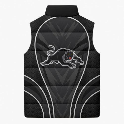 Penrith Panthers Rugby Mascot Sleeveless Puffer Jacket Australian Rugby Culture - Tribal Inspired Black Panther