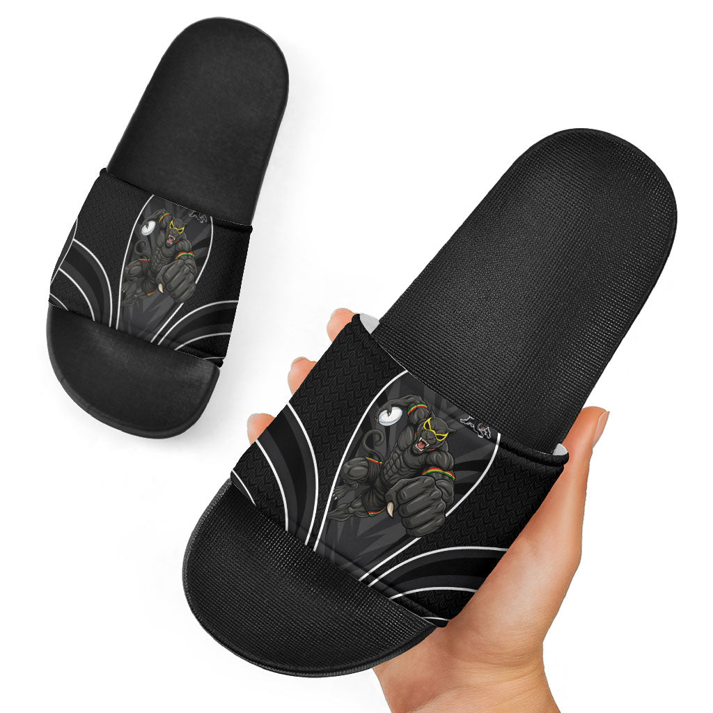 Penrith Panthers Rugby Mascot Slide Sandals Australian Rugby Culture - Tribal Inspired Black Panther