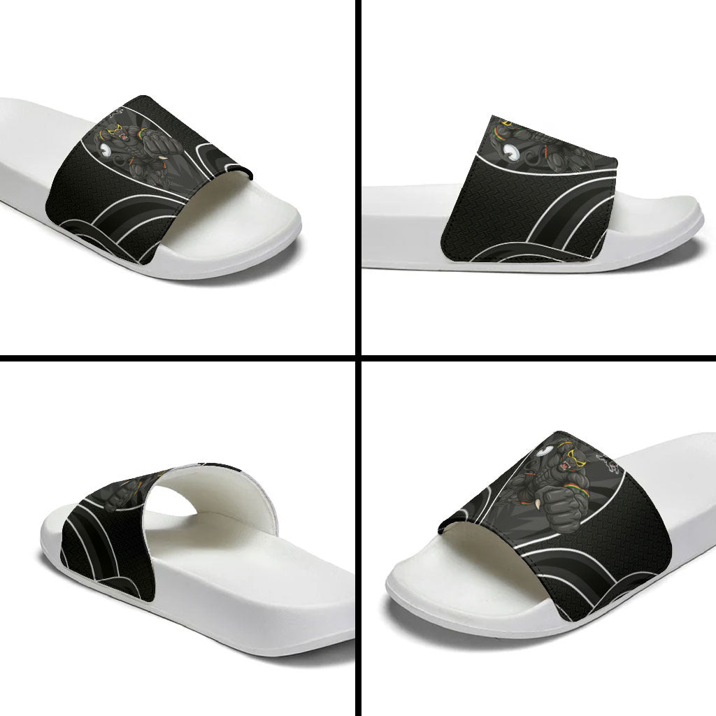 Penrith Panthers Rugby Mascot Slide Sandals Australian Rugby Culture - Tribal Inspired Black Panther