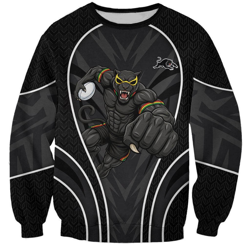 Penrith Panthers Rugby Mascot Sweatshirt Australian Rugby Culture - Tribal Inspired Black Panther