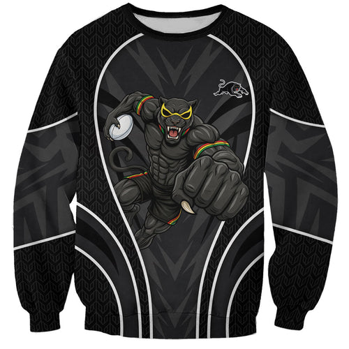 Penrith Panthers Rugby Mascot Sweatshirt Australian Rugby Culture - Tribal Inspired Black Panther