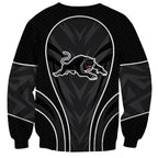 Penrith Panthers Rugby Mascot Sweatshirt Australian Rugby Culture - Tribal Inspired Black Panther