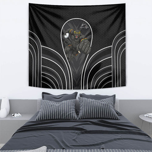 Penrith Panthers Rugby Mascot Tapestry Australian Rugby Culture - Tribal Inspired Black Panther