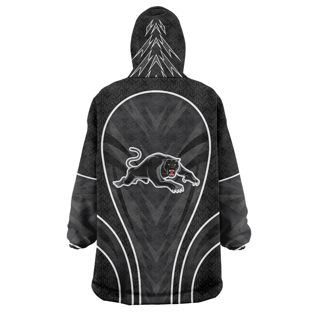 Penrith Panthers Rugby Mascot Wearable Blanket Hoodie Australian Rugby Culture - Tribal Inspired Black Panther