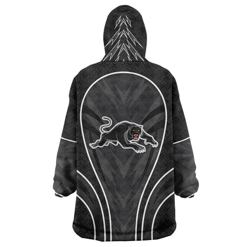 Penrith Panthers Rugby Mascot Wearable Blanket Hoodie Australian Rugby Culture - Tribal Inspired Black Panther