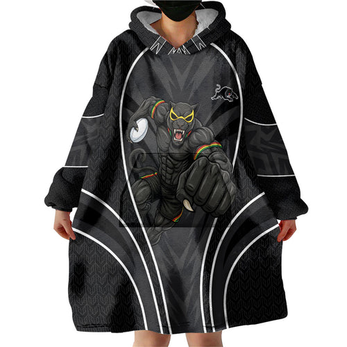Penrith Panthers Rugby Mascot Wearable Blanket Hoodie Australian Rugby Culture - Tribal Inspired Black Panther