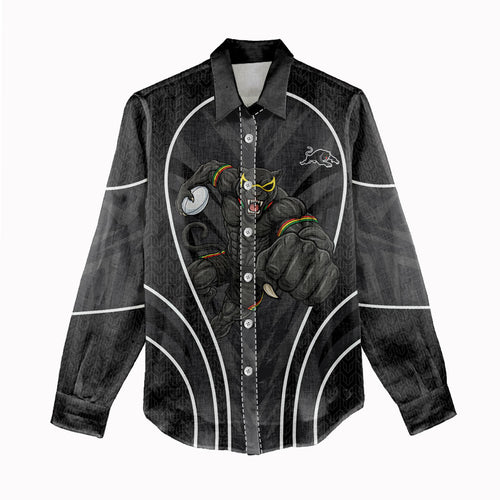 Penrith Panthers Rugby Mascot Women Casual Shirt Australian Rugby Culture - Tribal Inspired Black Panther