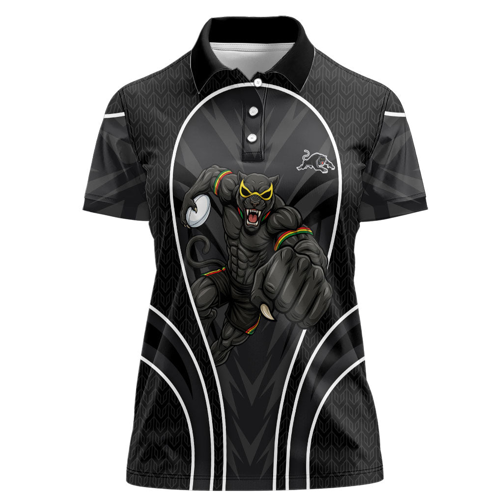 Penrith Panthers Rugby Mascot Women Polo Shirt Australian Rugby Culture - Tribal Inspired Black Panther