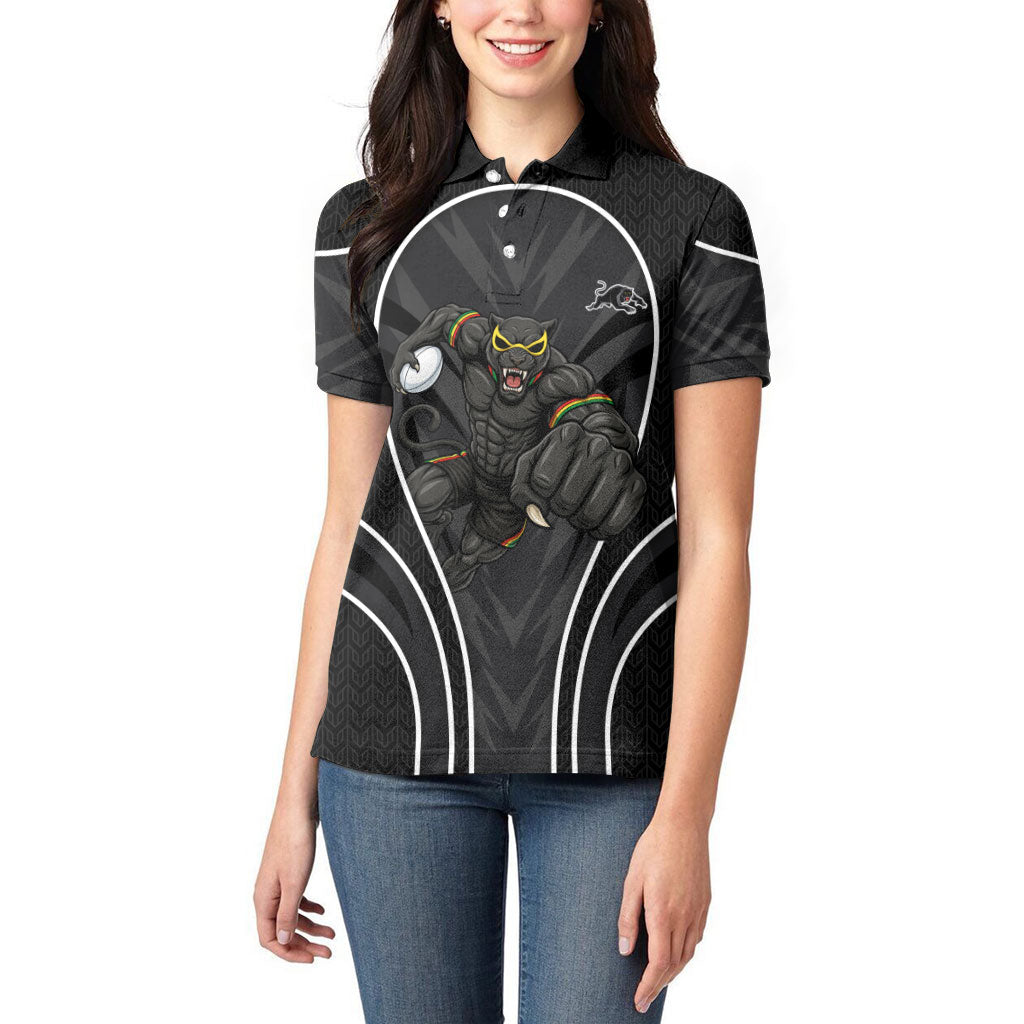 Penrith Panthers Rugby Mascot Women Polo Shirt Australian Rugby Culture - Tribal Inspired Black Panther