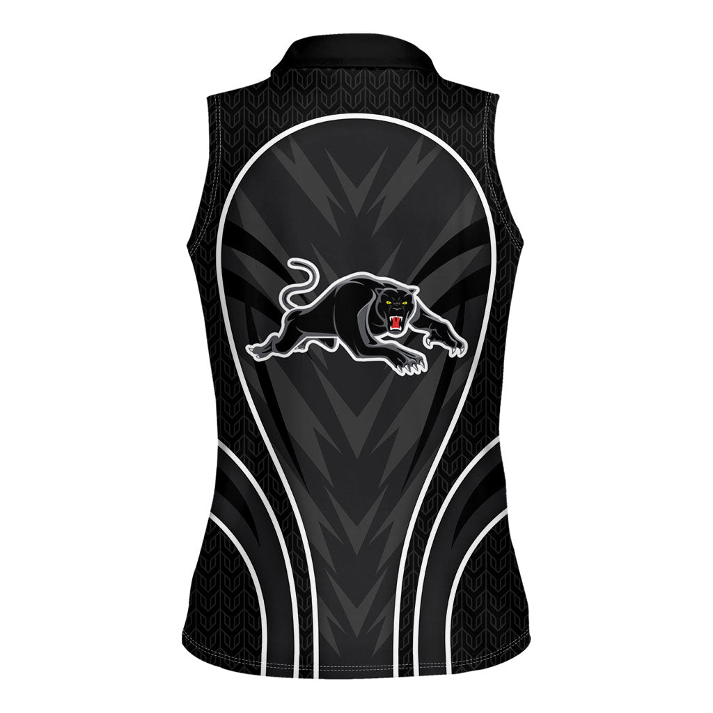 Penrith Panthers Rugby Mascot Women Sleeveless Polo Shirt Australian Rugby Culture - Tribal Inspired Black Panther