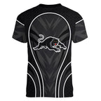 Penrith Panthers Rugby Mascot Women V-Neck T-Shirt Australian Rugby Culture - Tribal Inspired Black Panther