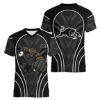 Penrith Panthers Rugby Mascot Women V-Neck T-Shirt Australian Rugby Culture - Tribal Inspired Black Panther