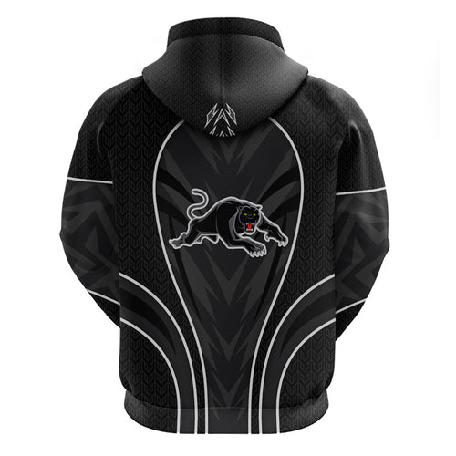 Penrith Panthers Rugby Mascot Zip Hoodie Australian Rugby Culture - Tribal Inspired Black Panther