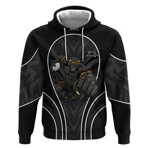 Penrith Panthers Rugby Mascot Zip Hoodie Australian Rugby Culture - Tribal Inspired Black Panther