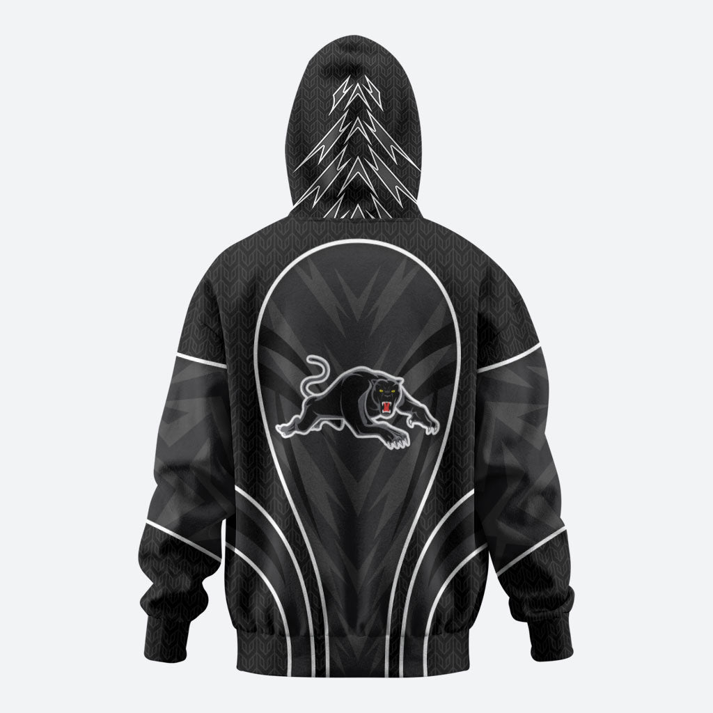 Penrith Panthers Rugby Mascot Zip Hoodie Australian Rugby Culture - Tribal Inspired Black Panther