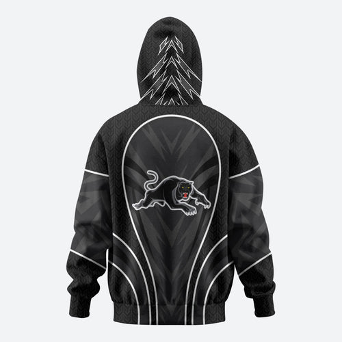 Penrith Panthers Rugby Mascot Zip Hoodie Australian Rugby Culture - Tribal Inspired Black Panther