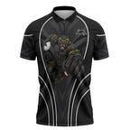 Penrith Panthers Rugby Mascot Zipper Polo Shirt Australian Rugby Culture - Tribal Inspired Black Panther