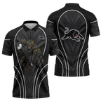 Penrith Panthers Rugby Mascot Zipper Polo Shirt Australian Rugby Culture - Tribal Inspired Black Panther