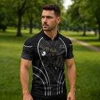 Penrith Panthers Rugby Mascot Zipper Polo Shirt Australian Rugby Culture - Tribal Inspired Black Panther