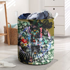 Personalized Collingwood Football Magpies Laundry Basket Tropical Hibiscus Flowers - Pacific Fusion Style
