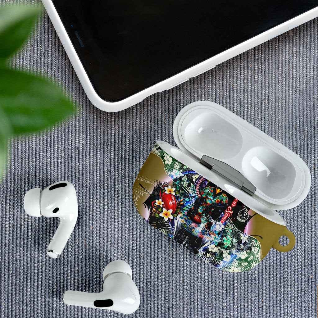 Personalized Collingwood Football Magpies AirPods Case Tropical Hibiscus Flowers - Pacific Fusion Style