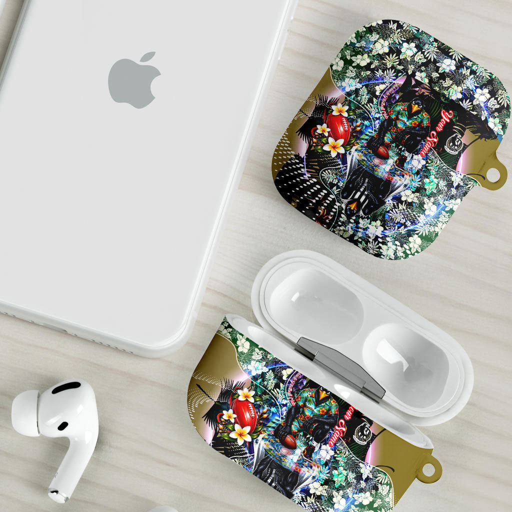 Personalized Collingwood Football Magpies AirPods Case Tropical Hibiscus Flowers - Pacific Fusion Style