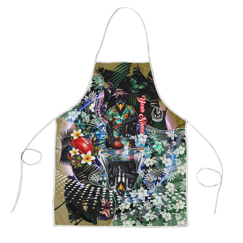 Personalized Collingwood Football Magpies Apron Tropical Hibiscus Flowers - Pacific Fusion Style