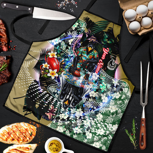 Personalized Collingwood Football Magpies Apron Tropical Hibiscus Flowers - Pacific Fusion Style