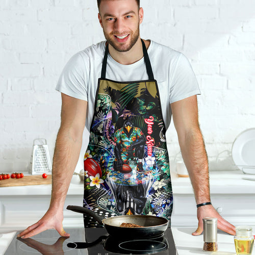Personalized Collingwood Football Magpies Apron Tropical Hibiscus Flowers - Pacific Fusion Style
