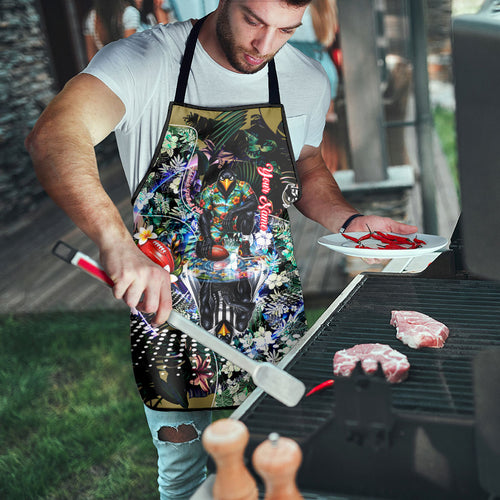 Personalized Collingwood Football Magpies Apron Tropical Hibiscus Flowers - Pacific Fusion Style