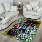 Personalized Collingwood Football Magpies Area Rug Tropical Hibiscus Flowers - Pacific Fusion Style