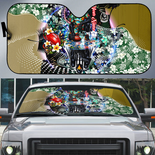 Personalized Collingwood Football Magpies Auto Sun Shade Tropical Hibiscus Flowers - Pacific Fusion Style