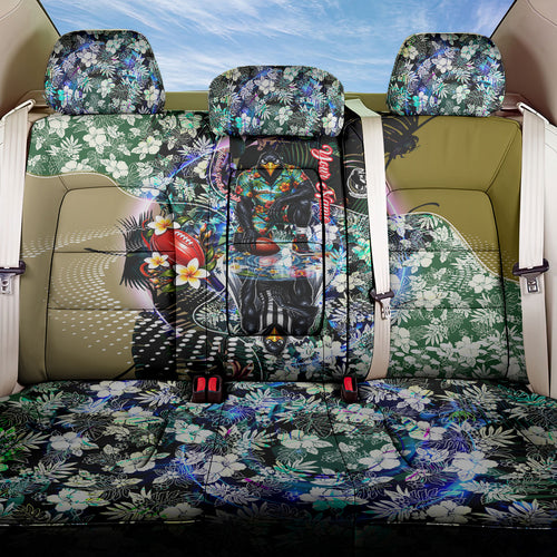 Personalized Collingwood Football Magpies Back Car Seat Cover Tropical Hibiscus Flowers - Pacific Fusion Style