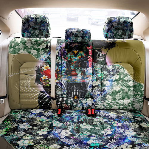 Personalized Collingwood Football Magpies Back Car Seat Cover Tropical Hibiscus Flowers - Pacific Fusion Style